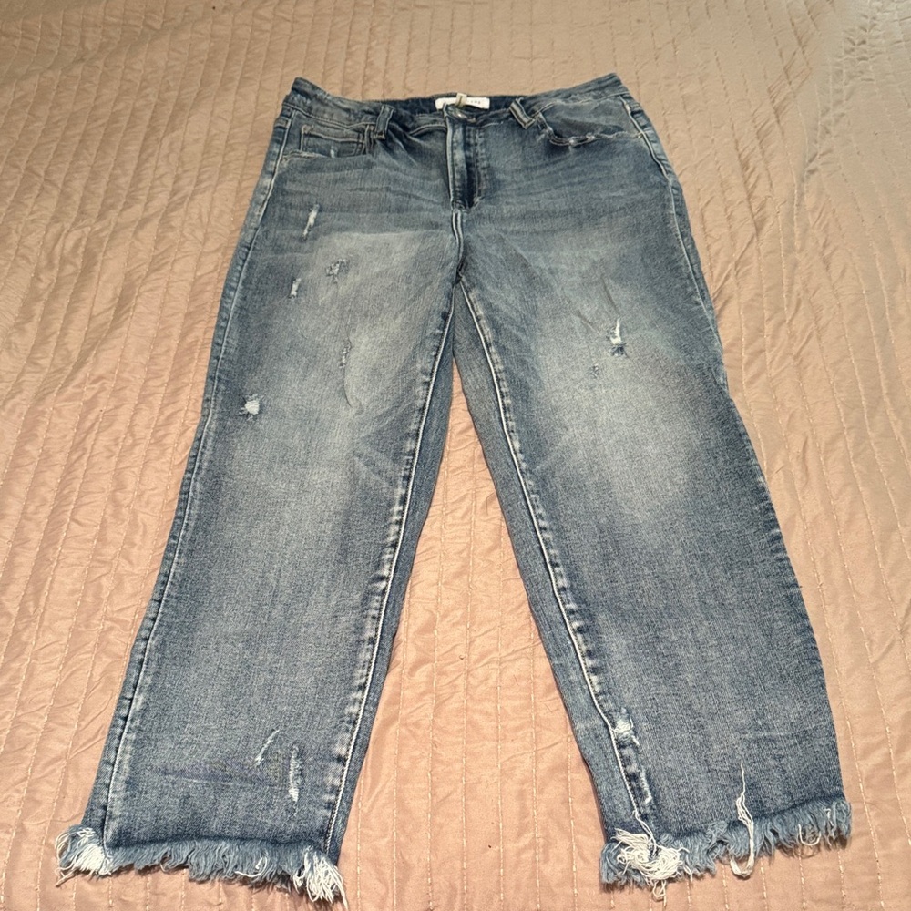 Classic Blue Straight Leg Jeans cropped